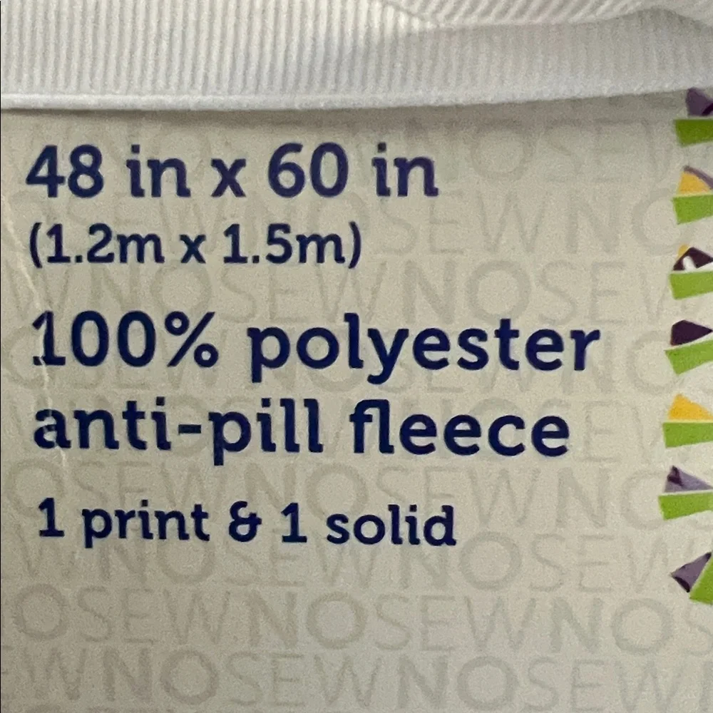 Jo Ann’s Colorful No Sew Throw Kit 48” x 70 “